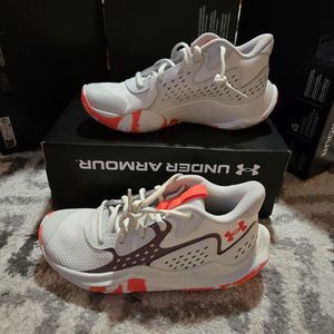 Under Armour Youth Jet '23 Basketball Shoe Orange White Youth/M 4.5  W 6 New